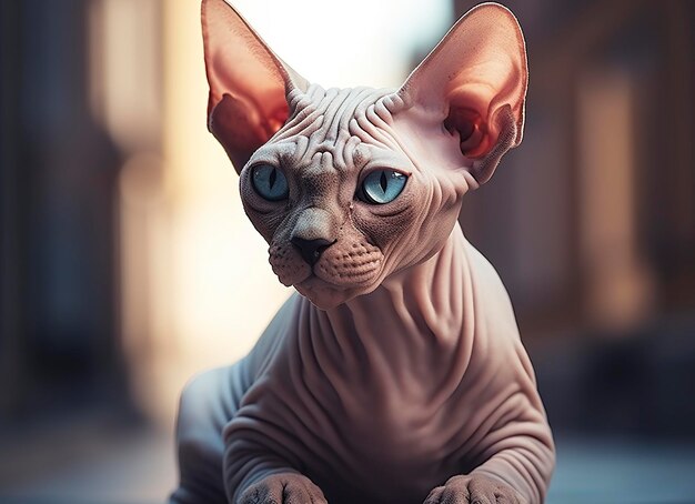 Foto bela foto gato sphynx conceito contemporâneo natural e humor fundo social