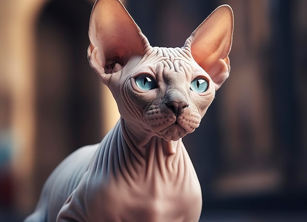 Bela foto Sphynx gato conceito contemporâneo natural e humor fundo social IA generativa