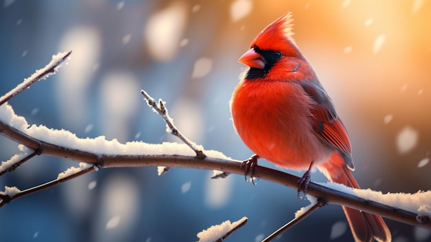 Bela Fotografia de Pássaro Cardeal Vermelho