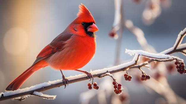 Bela Fotografia de Pássaro Cardeal Vermelho