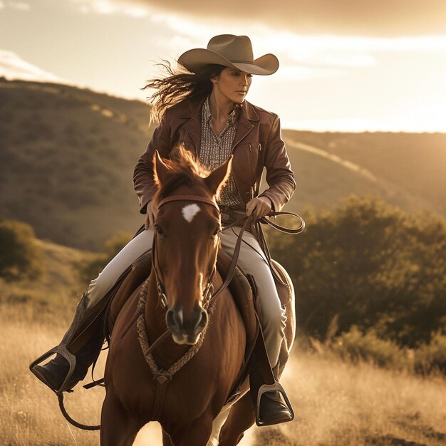 Foto bela garota com cabelo longo vestindo vestido montando cavalo na floresta fundo da natureza