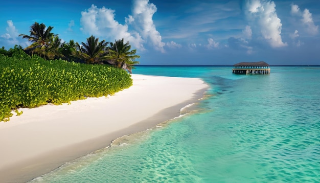 Bela ilha tropical Maldivas com praia