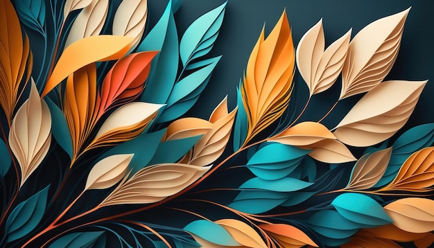 Bela ilustração de folhas coloridas