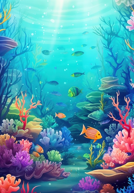 Bela ilustração de oásis de recife