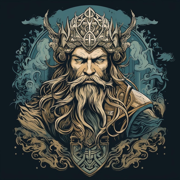 Bela ilustração do Rei dos Vikings