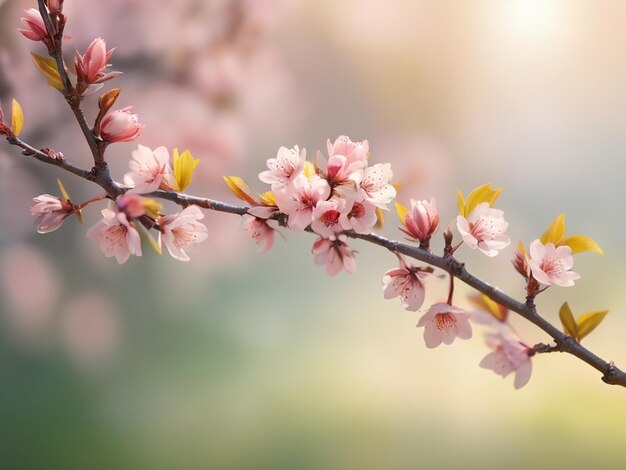 Foto bela imagem de fundo borrada da árvore do ramo da natureza da primavera