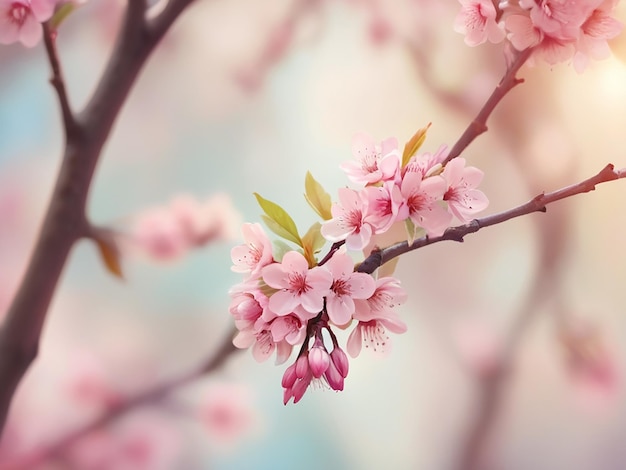 Foto bela imagem de fundo borrada da árvore do ramo da natureza da primavera