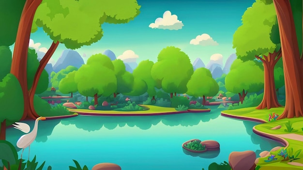 bela imagem de paisagem dos desenhos animados em resolução 3d