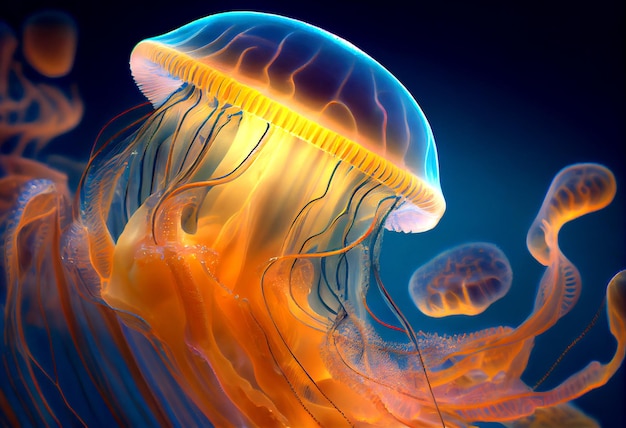 Bela imagem macro de água-viva Generative Ai