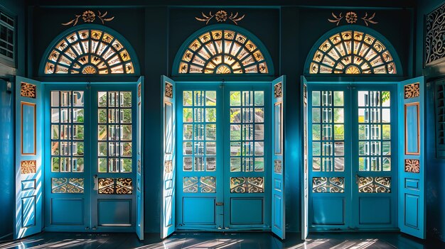 Foto bela janela no palácio mrigadayavan marukhathaiyawan em chaam tailândia ia geradora