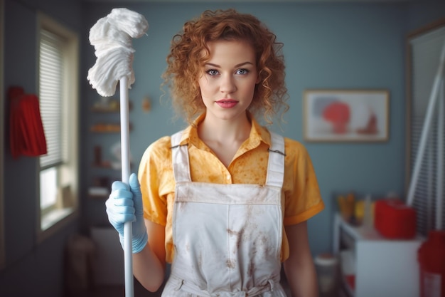 Foto bela jovem dona de casa.