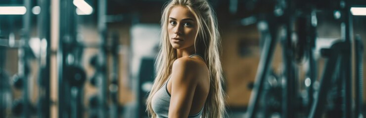 Foto bela jovem fitness garota em ginásio fitness feminino