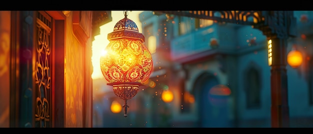 Bela lanterna do Ramadã Pintura detalhada