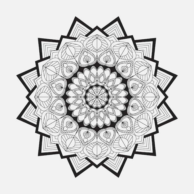 Bela mandala floral Páginas de colorir design criativo elemento decorativo ornamental em círculo sha