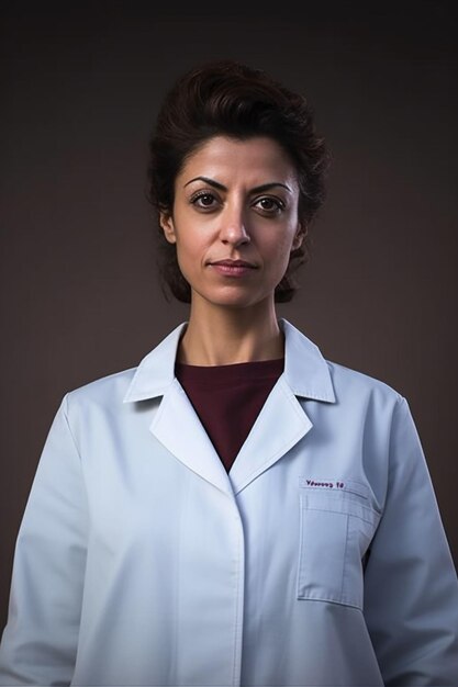 Foto bela médica vestindo casaco branco em fundo isolado hd