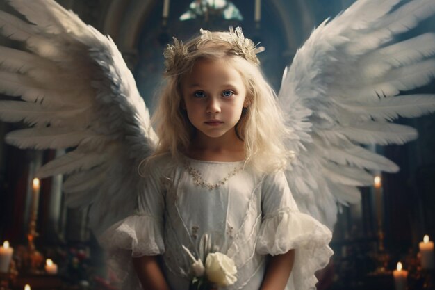Bela menina anjo A criança é um anjo