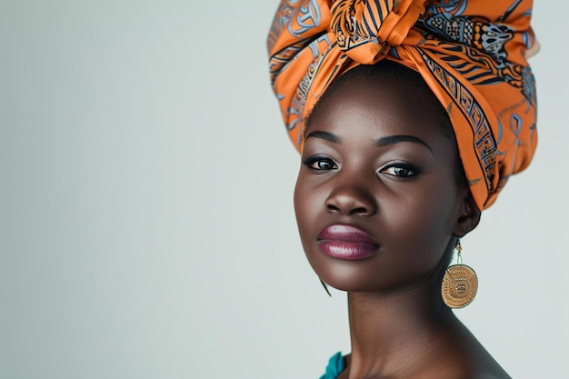 Foto bela modelo africana vestindo vestido tradicional