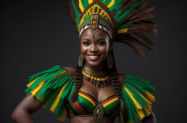 Foto bela mulher afro-americana em traje tradicional para o carnaval