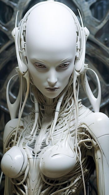 Bela mulher alienígena robô UFO IA generativa