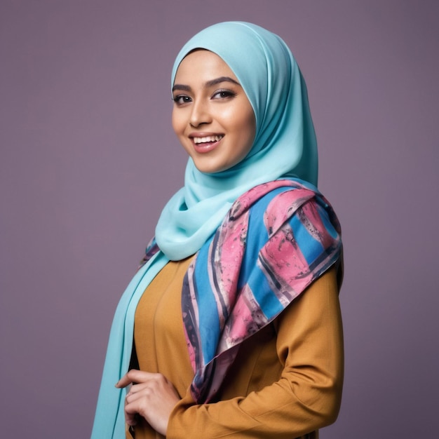 Bela mulher árabe posando em hijab elegante beleza de moda isolada