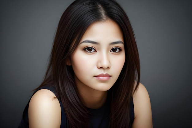 Bela mulher asiática rosto de perto retrato beleza asiática