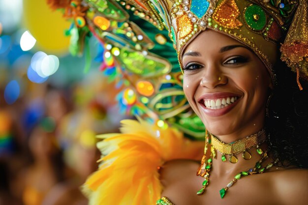 Foto bela mulher latina dançando nas ruas durante o carnaval