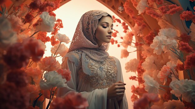 Foto bela mulher muçulmana de hijab