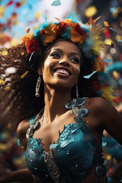 Foto bela mulher negra em preto misteriosa máscara veneziana carnaval ai gerado