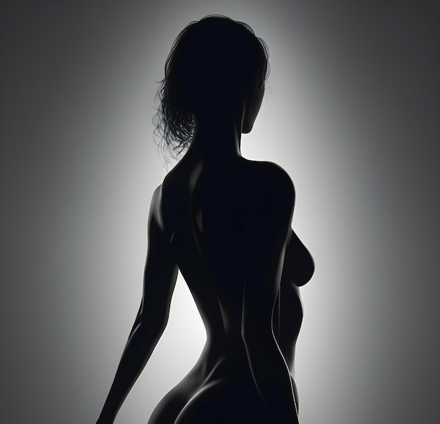 Foto bela mulher nua silhueta erótica de um corpo feminino