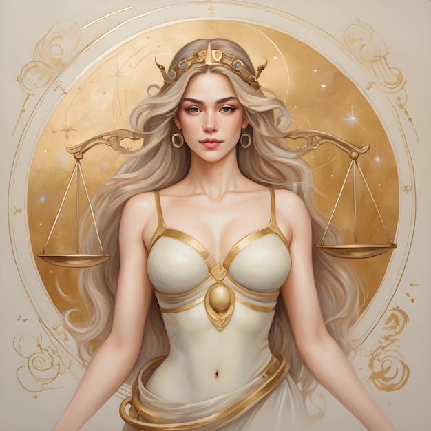 Bela mulher signo do zodíaco Libra