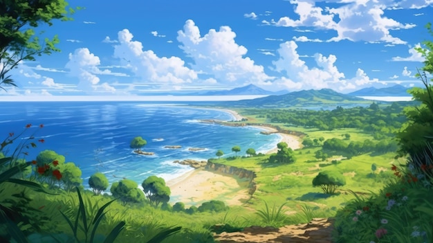 Paisagem De Fundo Anime Imagem Gerativa Ai Ilustração Stock