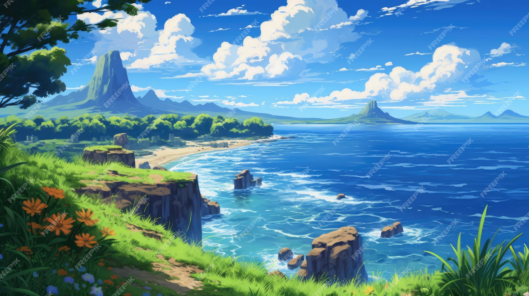 Paisagem De Fundo Anime Imagem Gerativa Ai Ilustração Stock