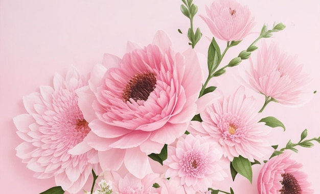 Bela natureza foto de fundo rosa com flores perfeitas em tela