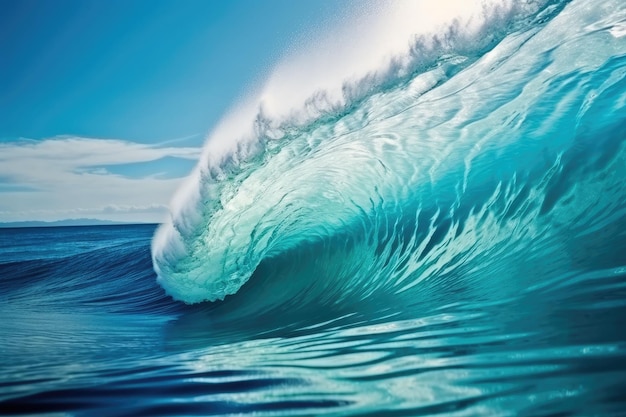 Bela onda de tubo azul profundo no oceano Generative AI