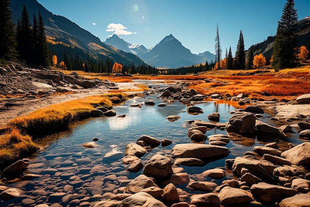 Bela paisagem com montanhas e rio