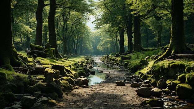 bela paisagem com um rio na floresta