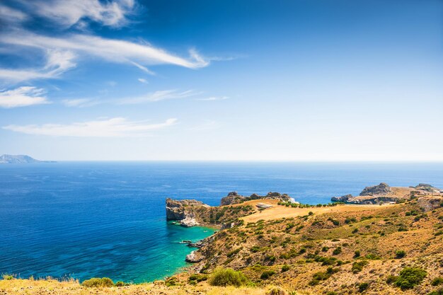 Bela paisagem com vista para o mar. Ilha de Creta, Grécia.