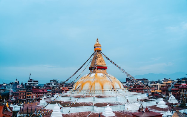 Bela paisagem da estupa baudhanath em kathmandu nepal