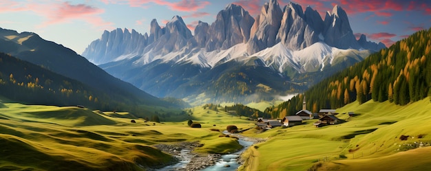 Bela paisagem das dolomitas italianas Santa Magdalena