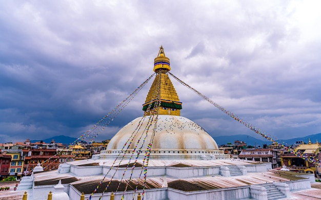 Bela paisagem de Baudhanath Stupa em Kathmandu, Nepal.