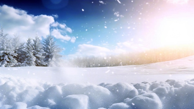 Bela paisagem de inverno floresta clareira com árvore coberta de neve em hoarfrost