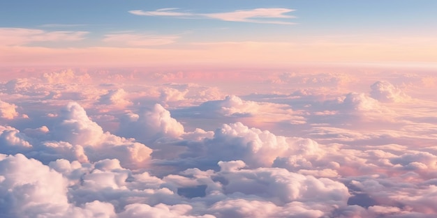 Foto bela paisagem de nuvens pastel nuvens fofas no céu horizonte de um avião