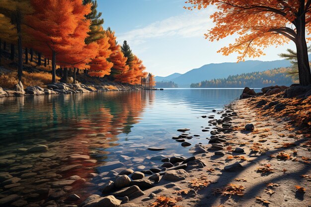 Foto bela paisagem de outono com folhagem colorida