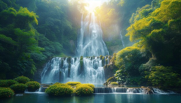 bela paisagem de queda de água na floresta