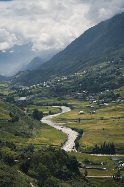 Bela paisagem de sa pa vietnam