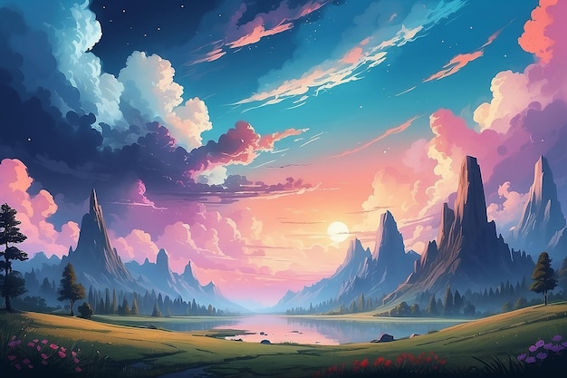 Bela paisagem do céu em estilo de arte digital