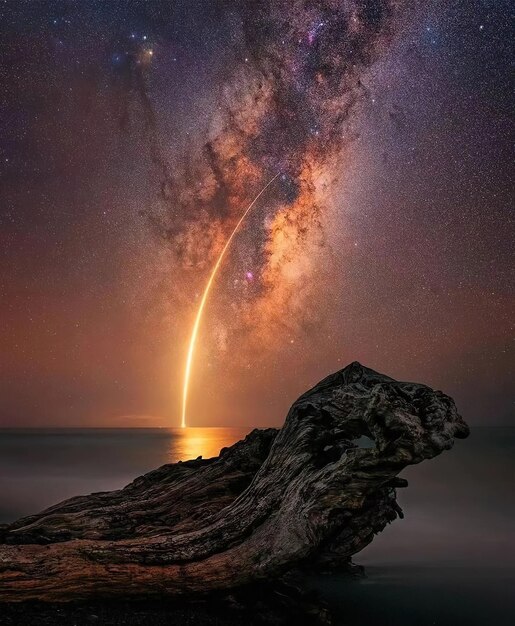 Foto bela paisagem do universo do céu com luzes estelares