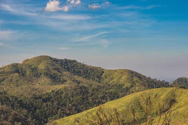 Foto bela paisagem em khao khao chang phueak mountian a montanha mais alta do parque nacional thong pha phum é conhecida como khao chang phueak