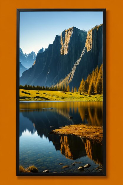 Foto bela paisagem fotografia papel de parede fundo picos lago canyon céu nuvens brancas