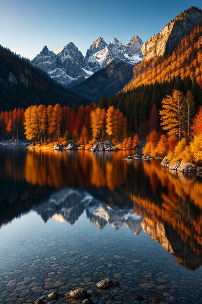 Foto bela paisagem fotografia papel de parede fundo picos lago canyon céu nuvens brancas